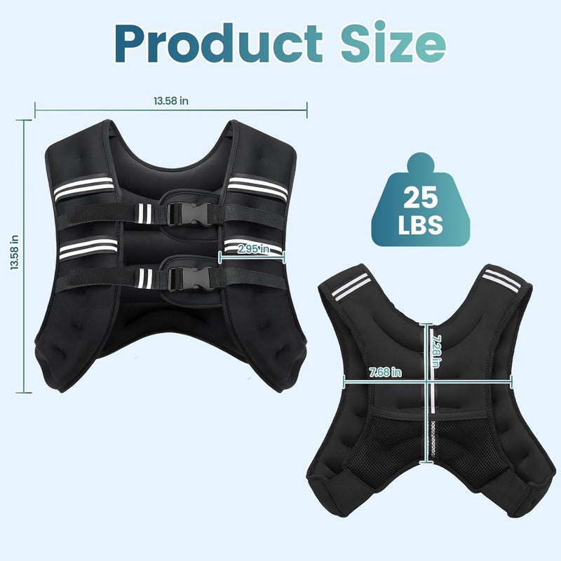 Cavry Weighted Vest, 8lb/12lb/16lb/20lb/25lb/30lb Weight Vest with Two Adjustment Straps for Men Women, Weight Vests with Reflective Stripe for Strength Training, Running, Jogging, Walking - Image 5